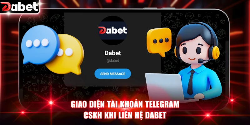 Giao diện tài khoản Telegram CSKH khi liên hệ DABET
