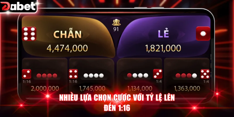 Nhiều lựa chọn cược với tỷ lệ lên đến 1:16