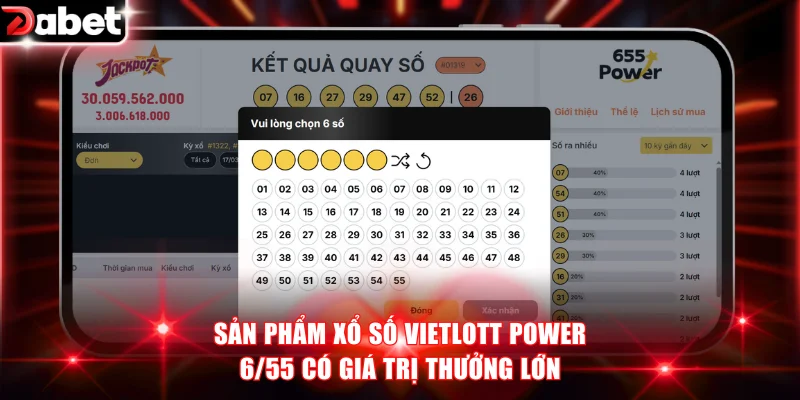 Xổ Số Vietlott DABET - Rinh Thưởng Khủng Qua Từng Kỳ Quay 3 Sản phẩm xổ số Vietlott Power 6/55 có giá trị thưởng lớn